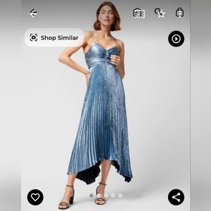 WHBM Pleated midi, metallic blue.